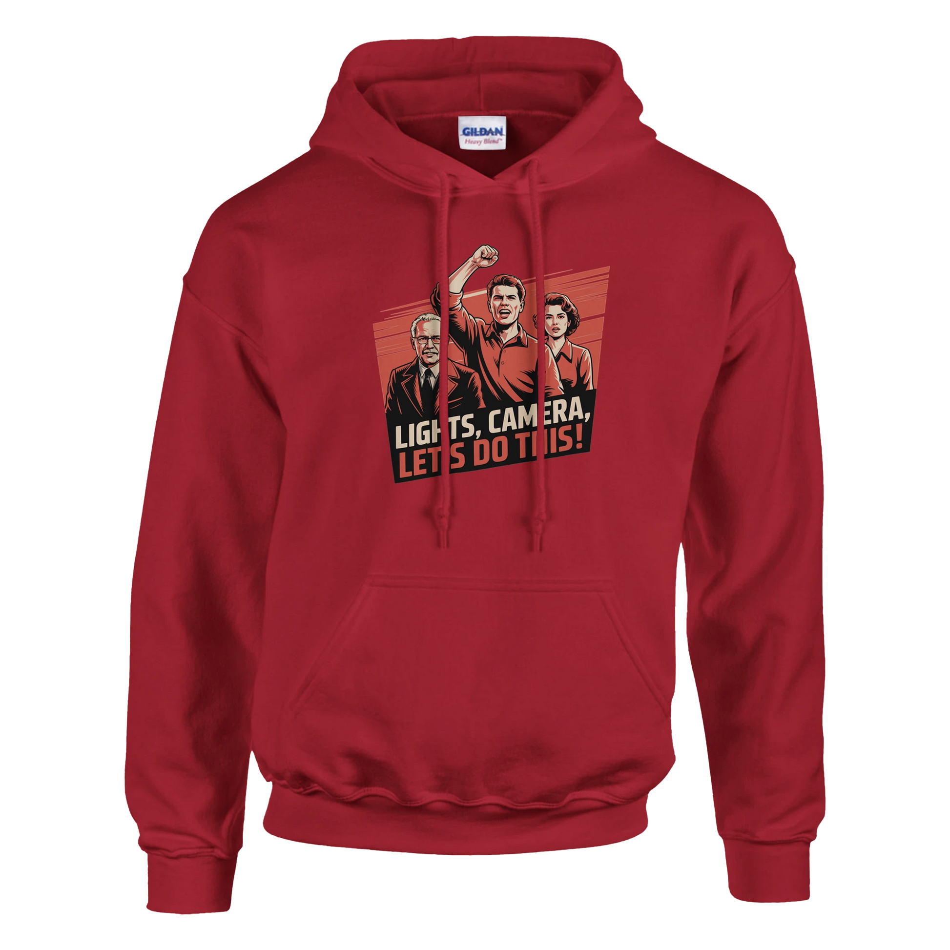 Lights, Camera, Let's Do This! Film Crew Hoodie | Premium Film Production Apparel | Gildan® Cherry Red