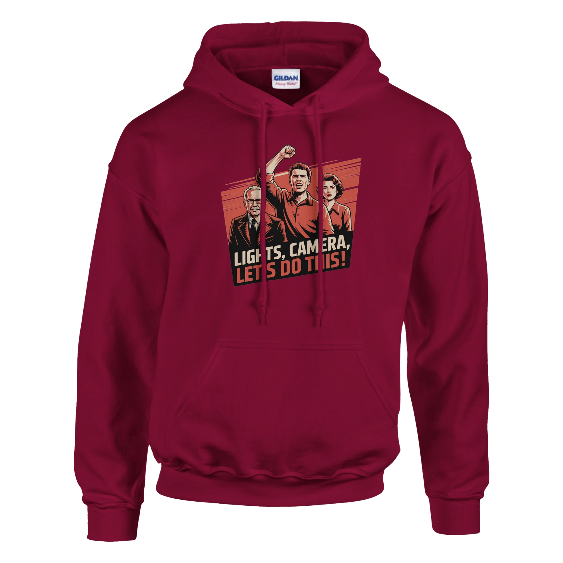 Lights, Camera, Let's Do This! Film Crew Hoodie | Premium Film Production Apparel | Gildan® Cardinal Red