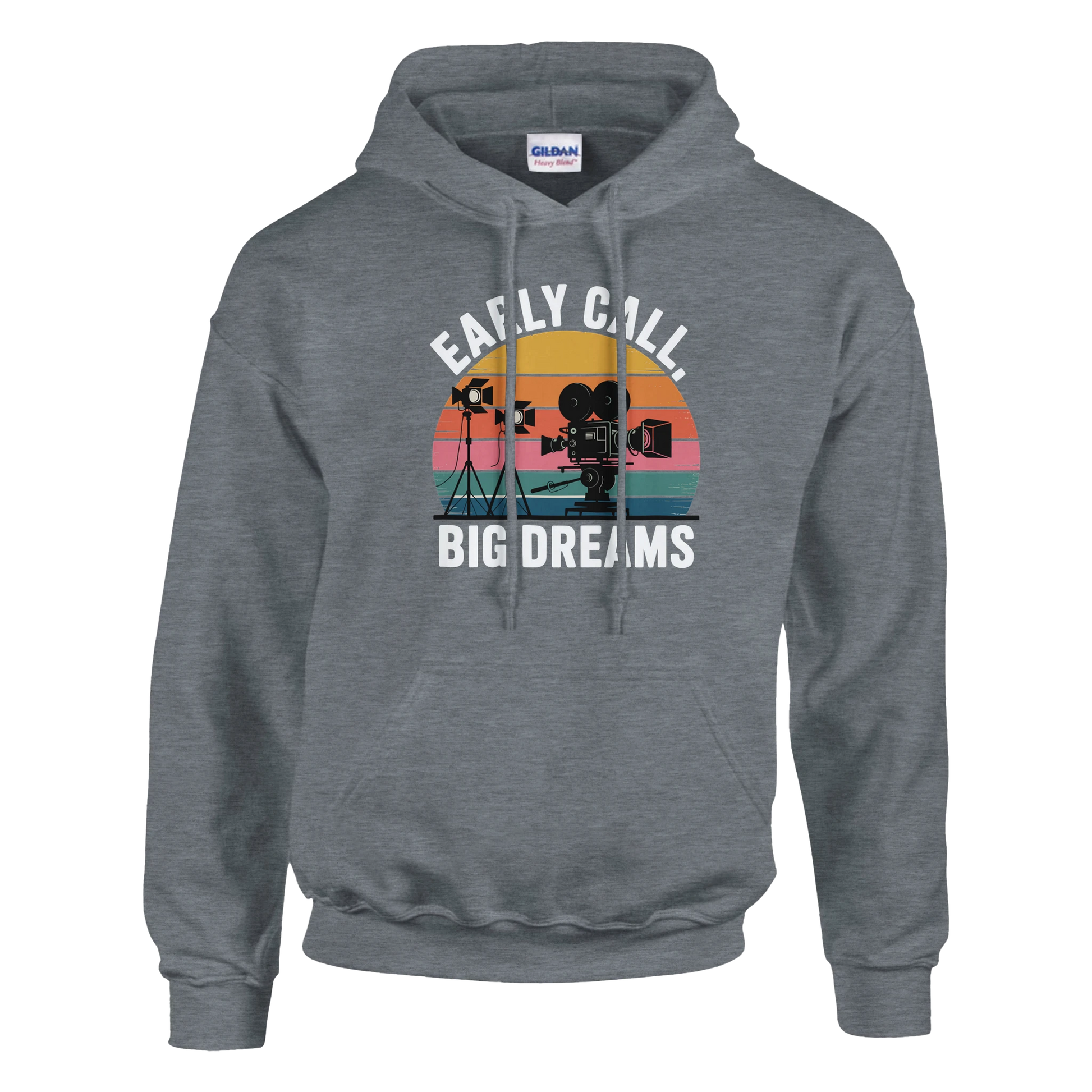 Early Call, Big Dreams Film Crew Hoodie | Premium Film Production Apparel | Gildan® Graphite Heather