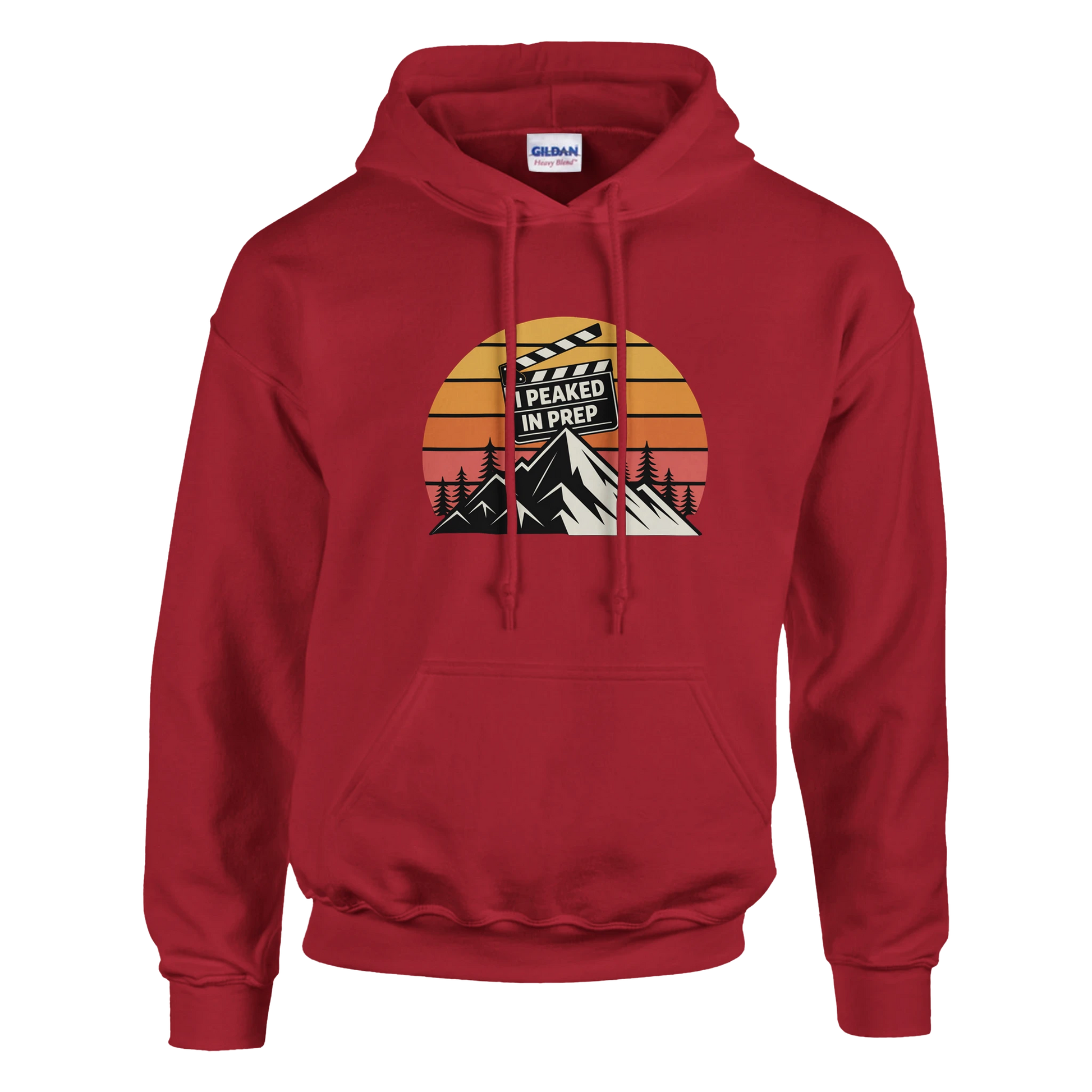 I Peaked In Prep Film Crew Hoodie | Premium Film Production Apparel | Gildan® Cherry Red