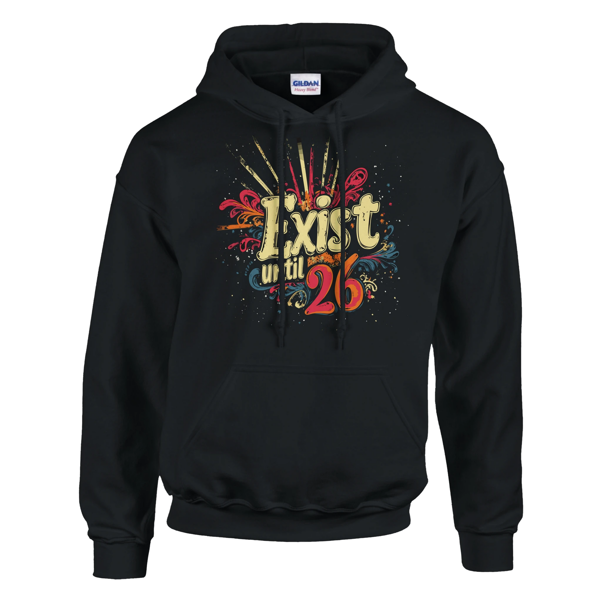 Exist Until 26 Film Crew Hoodie | Premium Film Production Apparel | Gildan® Black