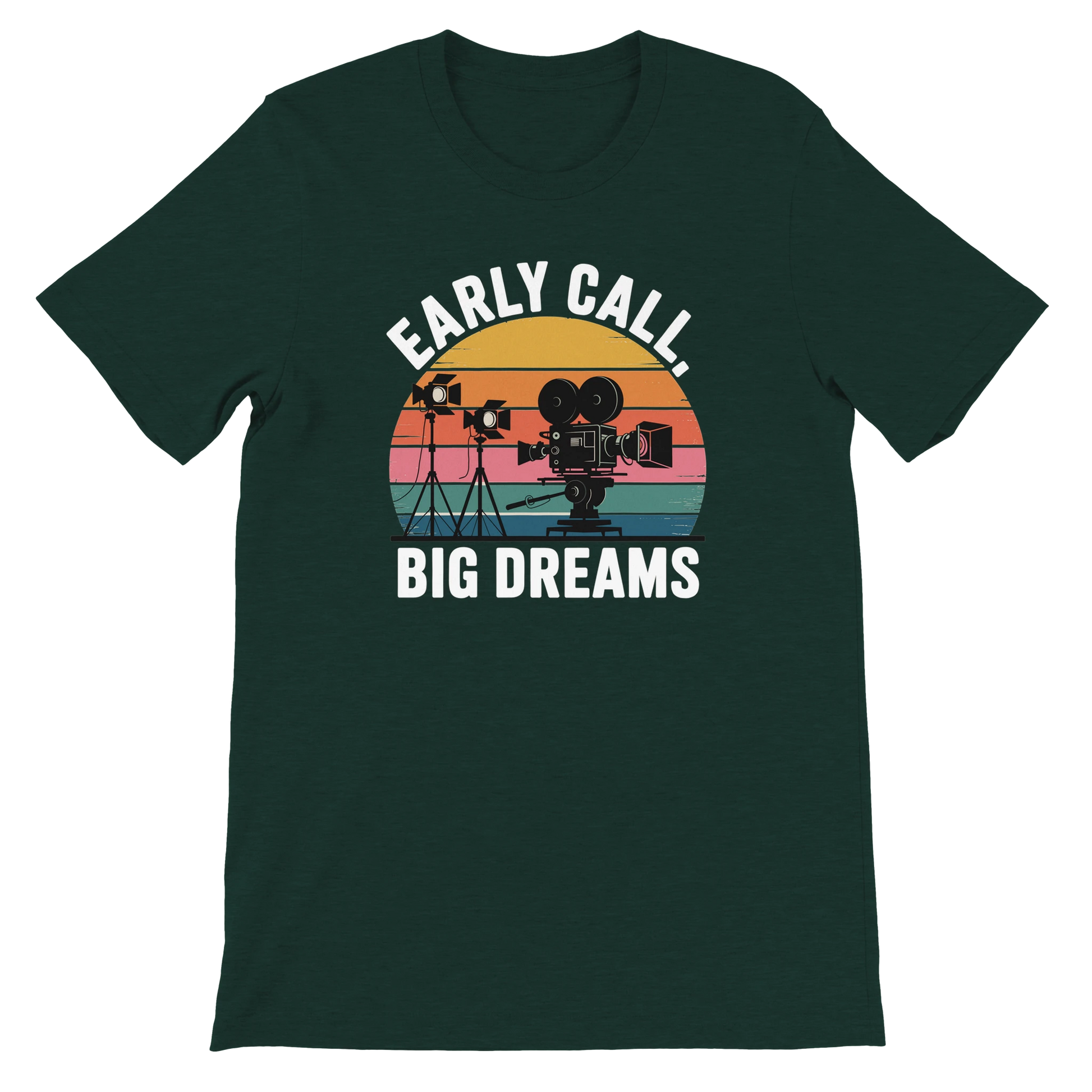 Early Call Big Dreams Film Crew T-Shirt | Premium Film Production Apparel | Bella Canvas Heather Emerald